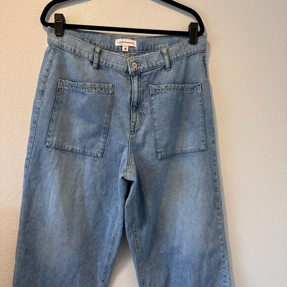 Lucky Brand Women's Size 14/32 High Rise Wide Leg Cropped Blue Denim‎ Jeans - Picture 11 of 16